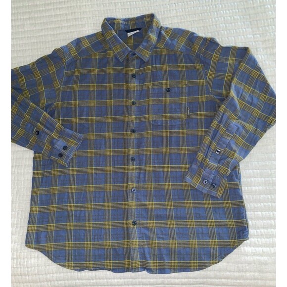 Men’s Columbia Blue/Yellow Plaid Flannel Long Sleeve Shirt XL - Picture 2 of 4